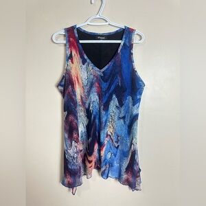 Papa Size M Colorful Sleeveless V-Neck Top